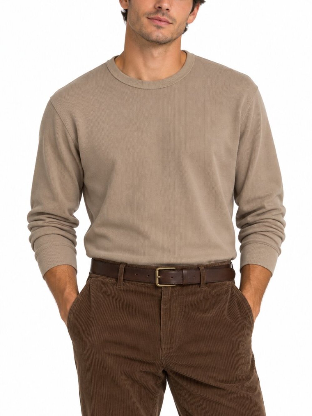 Banana Republic Textured Double Knit Crewneck Pullover Oatmeal Size XL